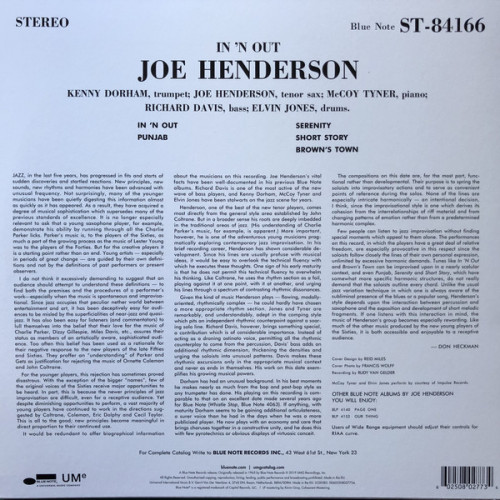 Виниловая пластинка Joe Henderson, In & Out