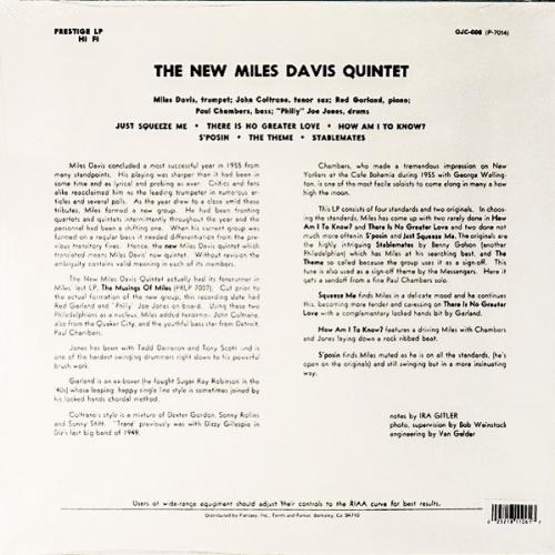Виниловая пластинка Miles Davis - Miles: The New Miles Davis Quintet (Original Jazz Classics) (Black Vinyl LP)