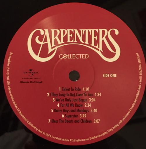 Виниловая пластинка Carpenters - Collected (Black Vinyl 2LP)