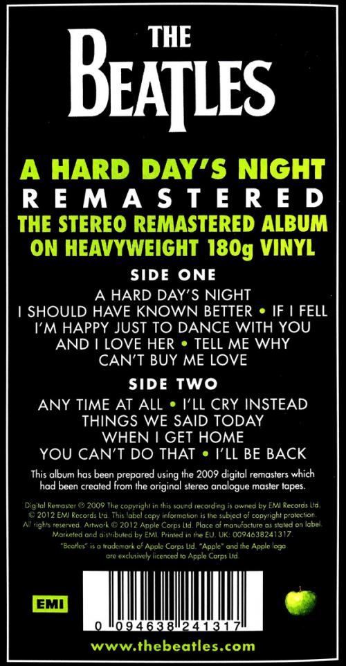 Виниловая пластинка The Beatles, A Hard Day's Night (2009 Remaster)