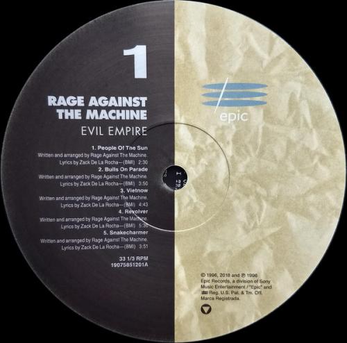 Виниловая пластинка Sony Rage Against The Machine Evil Empire (180 Gram Black Vinyl)