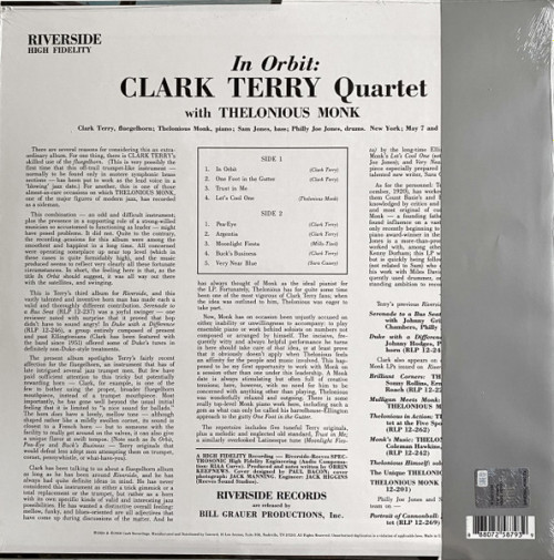 Виниловая пластинка Clark Terry, Thelonious Monk - In Orbit (Original Jazz Classics) (Black Vinyl LP)