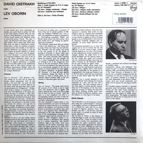 Виниловая пластинка David Oistrakh,  Oborin, Lev - Beethoven: Violin Sonatas Nos. 5 & 9 (Analogue) (Black Vinyl LP)