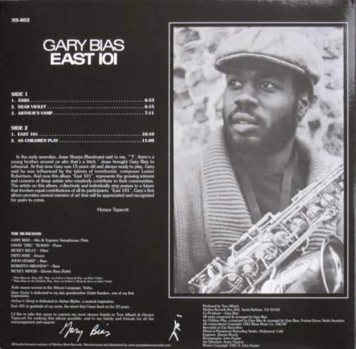 Виниловая пластинка Gary Bias - East 101 (Analogue) (Black Vinyl LP)