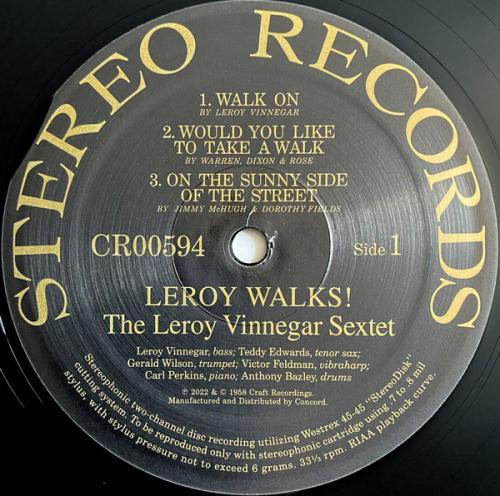 Виниловая пластинка Vinnegar, Leroy - Leroy Walks! (180 Gram Black Vinyl LP)