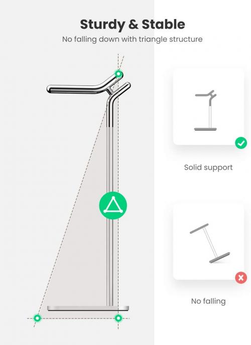 Подставка настольная металлическая UGREEN для наушников и гарнитуры Adjustable Headphone Stand Bracket #80701