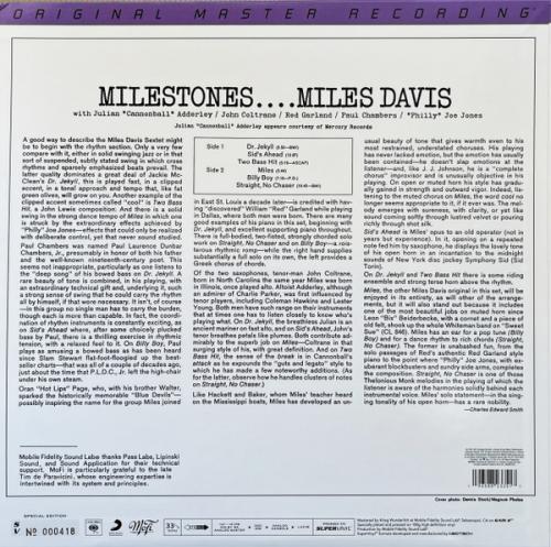 Виниловая пластинка Miles Davis - Milestones (Original Master) (Black Vinyl LP)