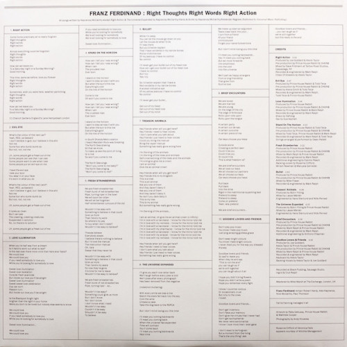 Виниловая пластинка Franz Ferdinand - Right Thoughts, Right Words, Right Action (180 Gram Black Vinyl LP)