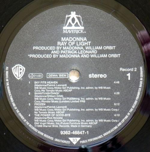 Виниловая пластинка WM Madonna Ray Of Light (180 Gram Black Vinyl)