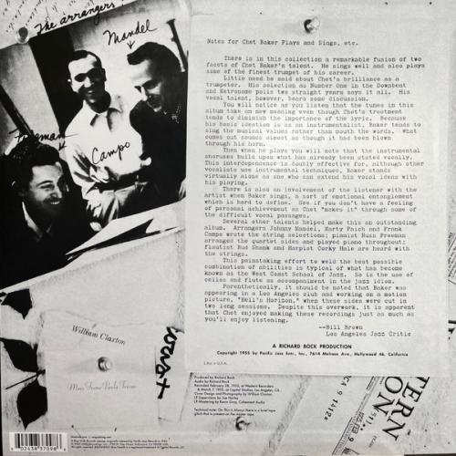 Виниловая пластинка Chet Baker - Sings And Plays With Bud Shank, Russ Freeman And Strings (180 Gram Black Vinyl LP)
