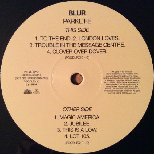 Виниловая пластинка Blur PARKLIFE (180 Gram)