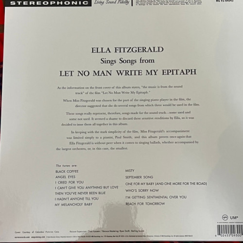 Виниловая пластинка Ella Fitzgerald - Let No Man Write My Epitaph (Acoustic Sounds) (Black Vinyl LP)