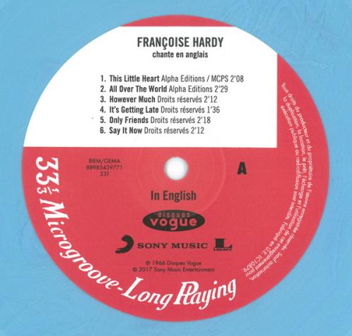 Виниловая пластинка Hardy, Francoise, In English (Blue Vinyl)
