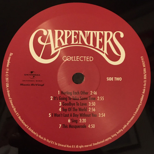 Виниловая пластинка Carpenters - Collected (Black Vinyl 2LP)
