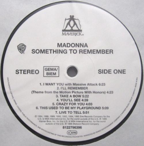 Виниловая пластинка Madonna SOMETHING TO REMEMBER