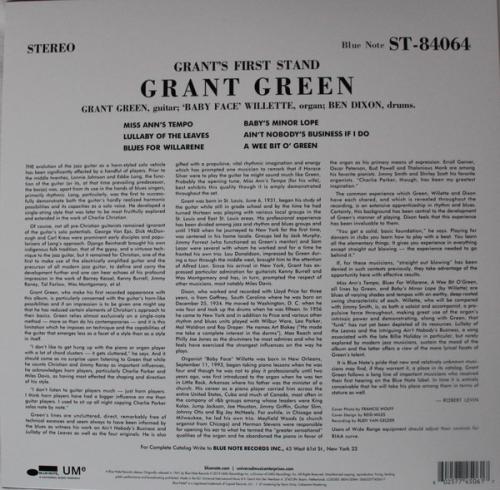 Виниловая пластинка Green, Grant, Grant's First Stand