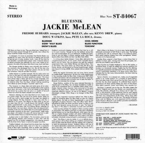 Виниловая пластинка Jackie McLean - Bluesnik (Black Vinyl LP)