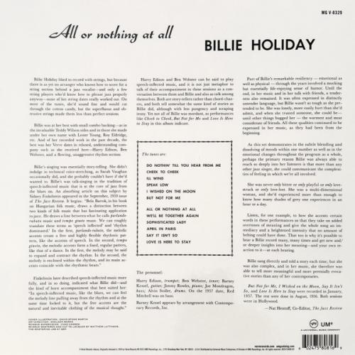 Виниловая пластинка Billie Holiday - All Or Nothing At All (Analogue, Black Vinyl LP)