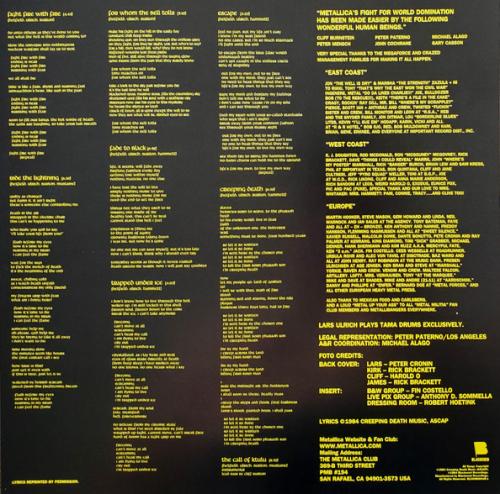 Виниловая пластинка METALLICA - RIDE THE LIGHTNING (LP)