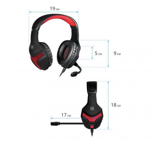 Наушники Defender BLACK FEAR Black Red