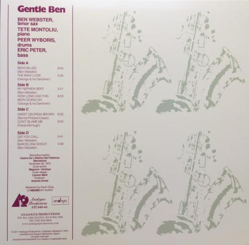 Виниловая пластинка Ben Webster - Gentle Ben (Analogue) (Limited Edition, Black Vinyl 2LP)