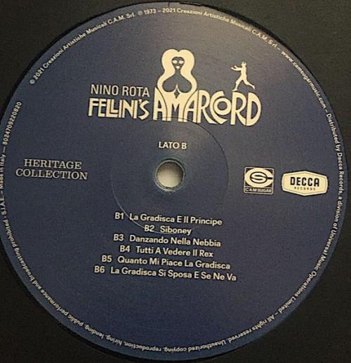Виниловая пластинка Саундтрек - Amarcord (Nino Rota) (Black Vinyl 2LP)