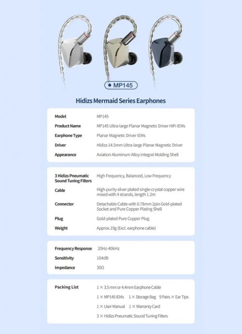 Наушники Hidizs MP145-3.5mm Blue