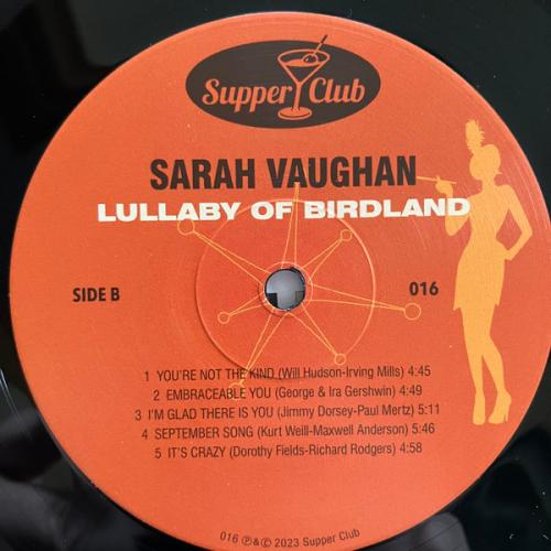 Виниловая пластинка Sarah Vaughan - Lullaby Of Birdland (Black Vinyl LP)