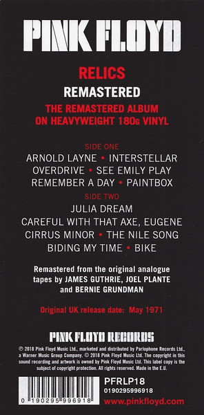 Виниловая пластинка PLG Pink Floyd Relics (180 Gram)