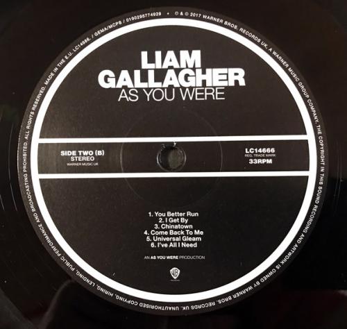 Виниловая пластинка Liam Gallagher AS YOU WERE