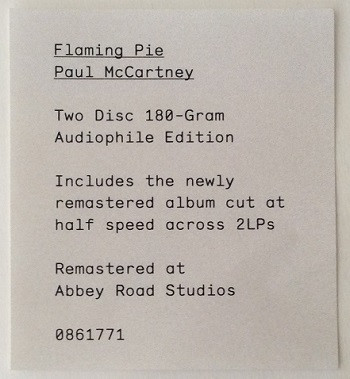 Виниловая пластинка Paul McCartney — FLAMING PIE (2LP)