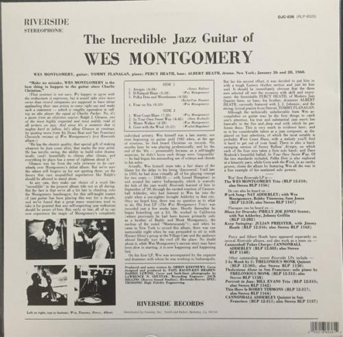 Виниловая пластинка Wes Montgomery - Incredible Jazz Guitar (Original Jazz Classics) (Black Vinyl LP)