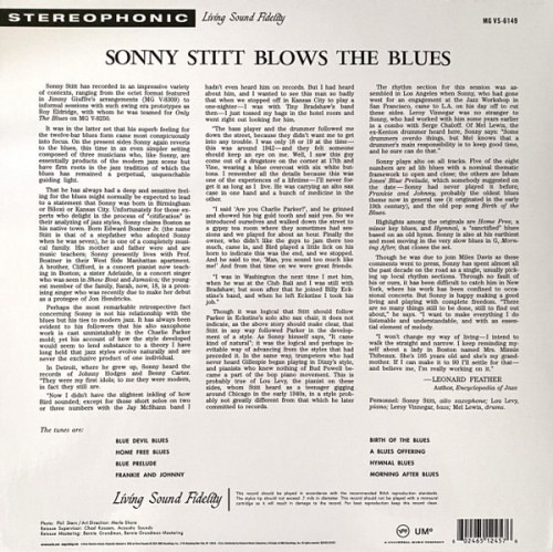 Виниловая пластинка Sonny Stitt - Blows The Blues (Acoustic Sounds) (Black Vinyl LP)