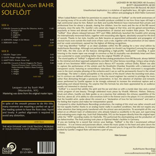 Виниловая пластинка Bahr, Gunilla Von - Solflojt - Albinoni/ Vivaldi/ Nielsen/ Gluck (Audiophile Edition) (Black Vinyl LP)