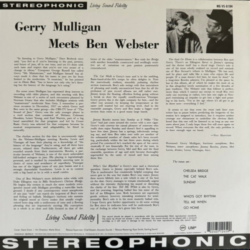 Виниловая пластинка Gerry Mulligan - Gerry Mulligan Meets Ben Webster (Acoustic Sounds) (Black Vinyl LP)