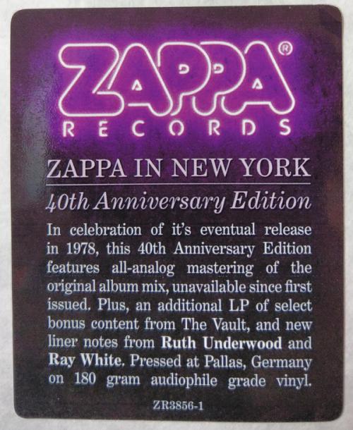 Виниловая пластинка Frank Zappa, Zappa In New York (40th Anniversary / 3-LP Set)