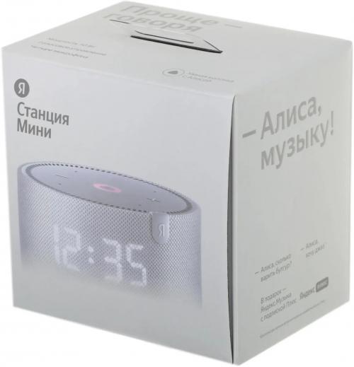 Умная колонка Яндекс Станция Мини с часами с Алисой Grey