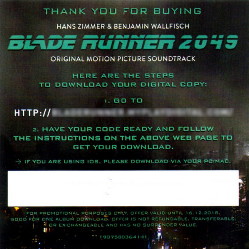 Виниловая пластинка Sony Ost Blade Runner 2049 (Black Vinyl)
