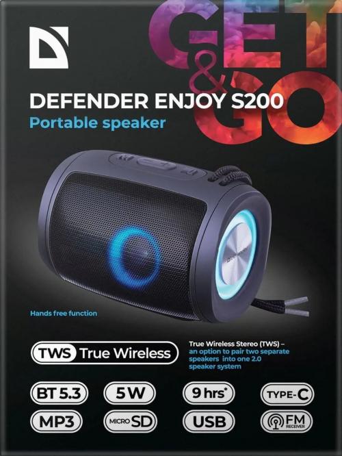 Портативная колонка Defender 5W BLACK ENJOY S200