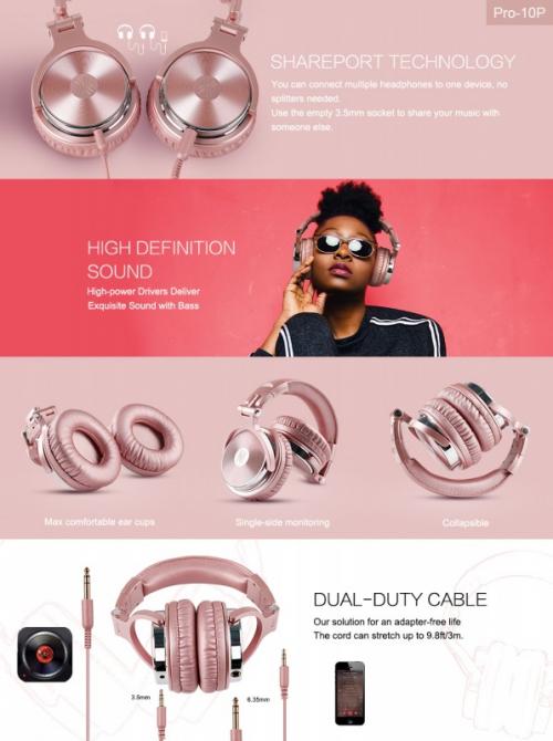Наушники OneOdio Studio Pro 10 Rose Gold