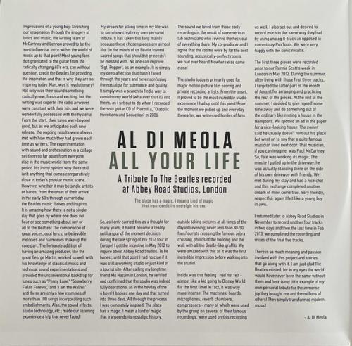 Виниловая пластинка Di Meola, Al - All Your Life: A Tribute To The Beatles (180 Gram Black Vinyl 2LP)