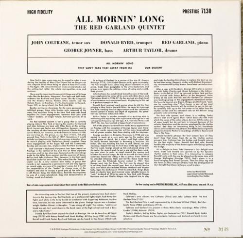 Виниловая пластинка Red Garland - All Mornin' Long (Analogue) (Black Vinyl LP)