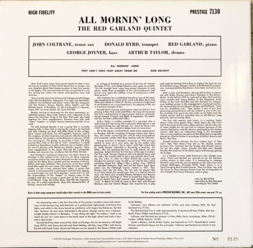 Виниловая пластинка Red Garland - All Mornin' Long (Analogue) (Black Vinyl LP)