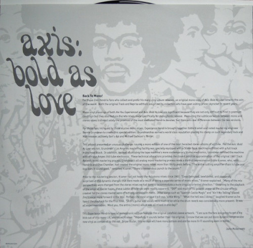 Виниловая пластинка Jimi Hendrix AXIS: BOLD AS LOVE (MONO)