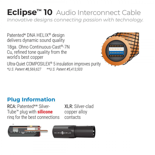 Кабель межблочный аудио Wire World Eclipse 10 Interconnect Pair (ECI1.0M-10) 1.0m