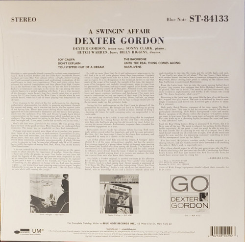 Виниловая пластинка Dexter Gordon - A Swingin' Affair