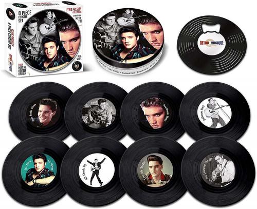 Подставки из винила ELVIS PRESLEY - 8 PIECES COASTER SET WITH REAL VINYL COASTERS - RETRO MUSIQUE