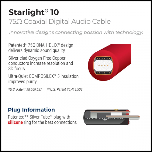Кабель межблочный аудио Wire World Starlight 10 75-ohm Digital Audio Cable (STV1.0M-10) 1.0m