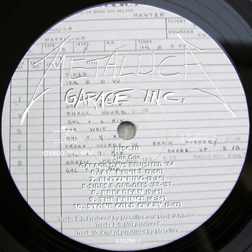 Виниловая пластинка Metallica, Garage Inc.