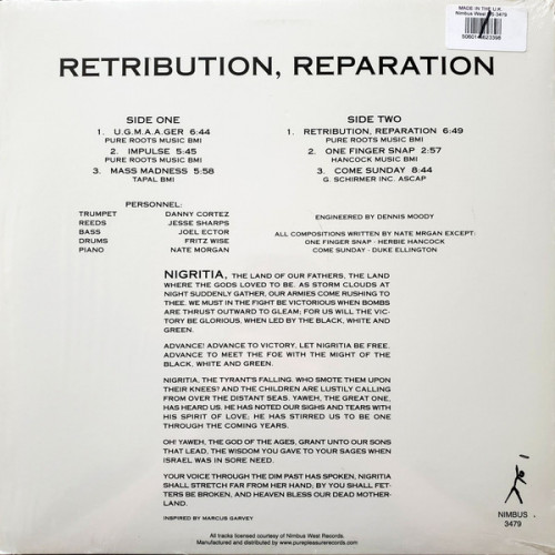 Виниловая пластинка Nate Morgan - Retribution, Reparation (Analogue) (Limited Edition, Black Vinyl LP)